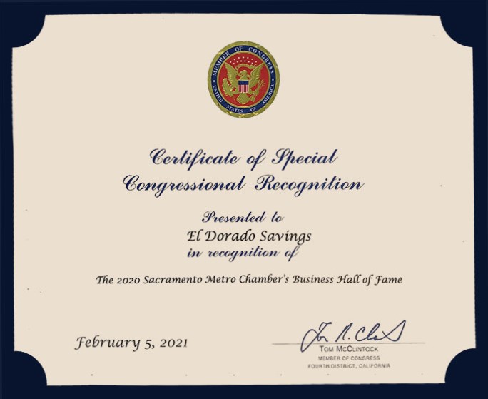 U.S. Congress Certificate of Special Congressional Recognition
